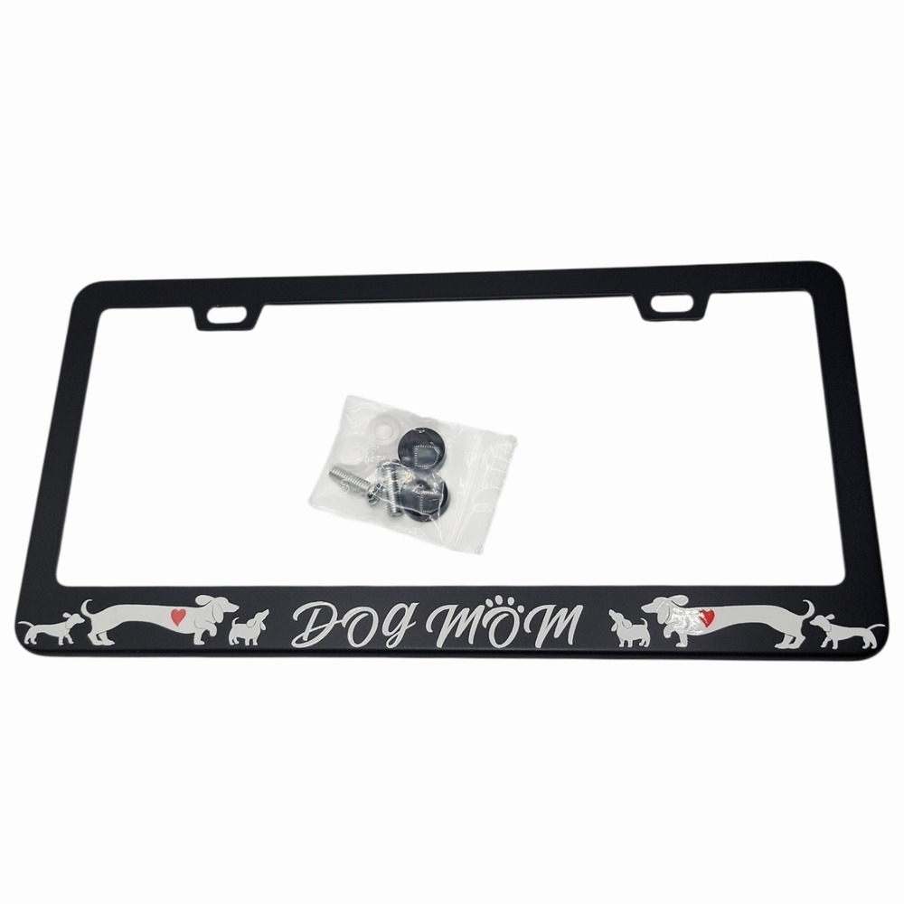 Dog‎ Mom License (1) Plate Frame Dachshund Dog Lover Car Tag Holder Black